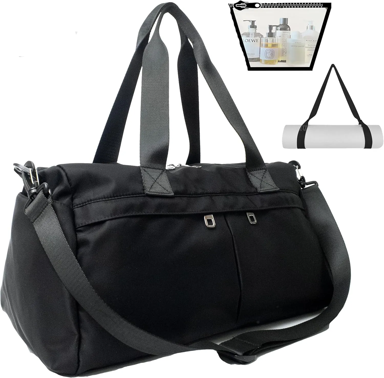 Small Gym Bag 3.0 Durable Designed Duffel Bag with Shoe Compartment Including 2 Detachable Wet-Compartment WoMen & Men (Black)