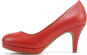 Soda “ANDI” ~ Women Closed Round Toe Slip-On Comfortable Cushion Insole Mid Heel Pump Shoe