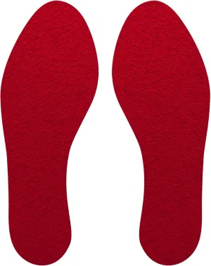 Soxsols Wool Flat Shoe Insert Sandals & Sockless Shoes, Comfortable Shoe Insoles with Sweat-Absorbent Natural Fiber & Non-Slip Silicone Grip, Narrow-Cut Shoe Inserts for Women, Red, Size 11, Euro 42
