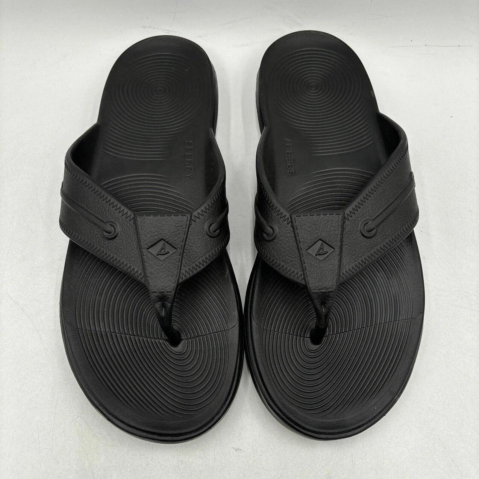 Sperry WINDWARD Black Synthetic Float Thong Flip Flop Sandals, Men’s Size 13 - Very Good