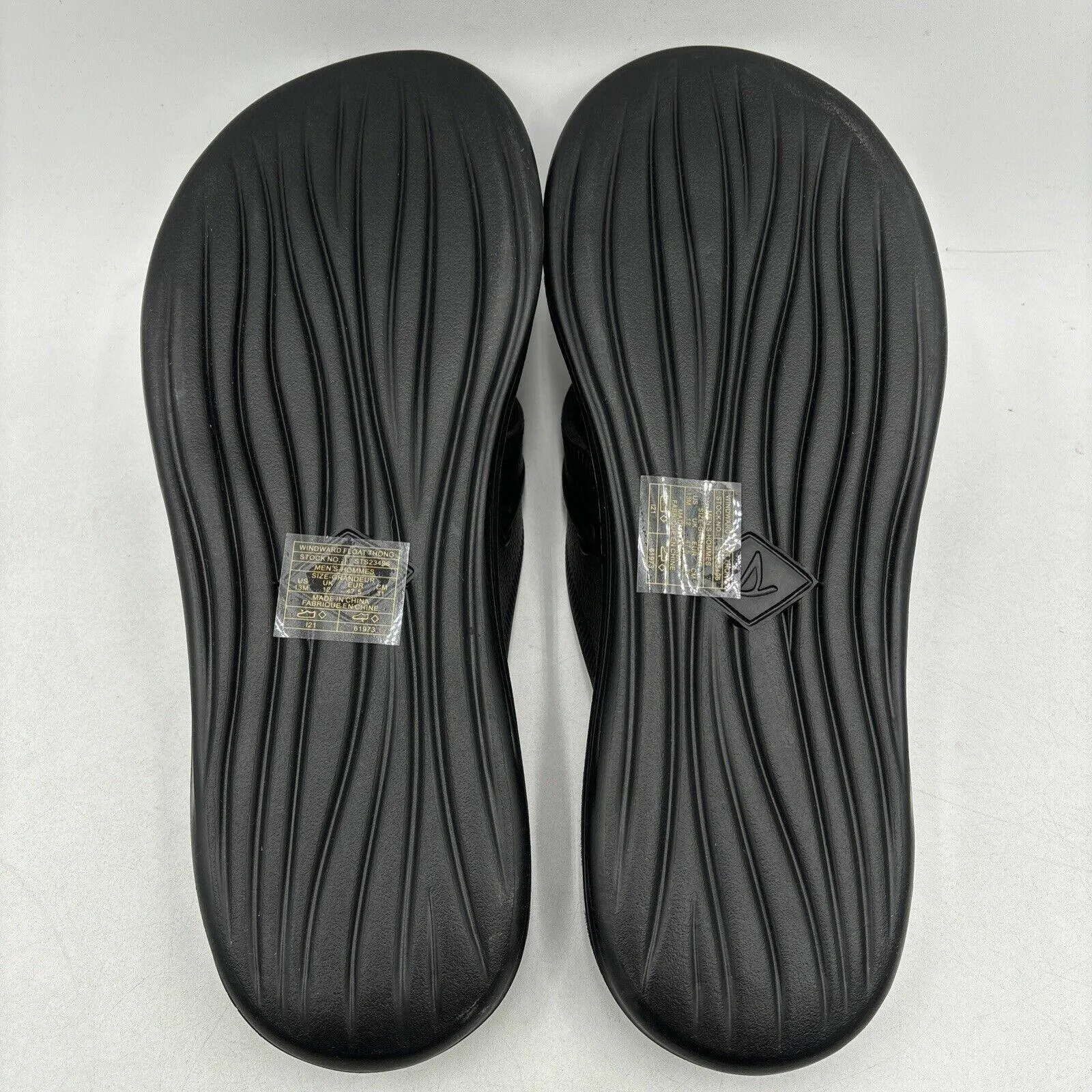 Sperry WINDWARD Black Synthetic Float Thong Flip Flop Sandals, Men’s Size 13 - Very Good