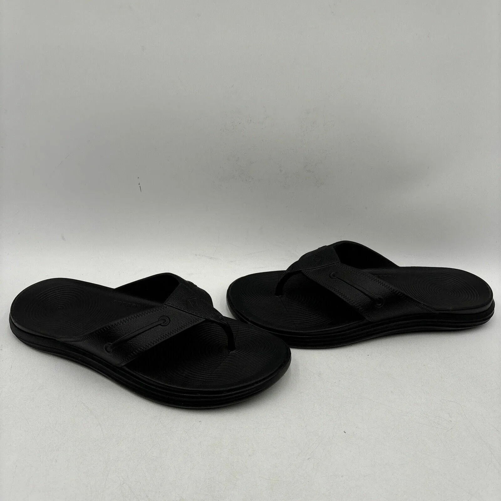Sperry WINDWARD Black Synthetic Float Thong Flip Flop Sandals, Men’s Size 13 - Very Good