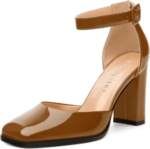 Square Toe Chunky Heels for Women, 3-Inch Block High Heels Women's Pumps for Wedding, Party, Dress Shoes