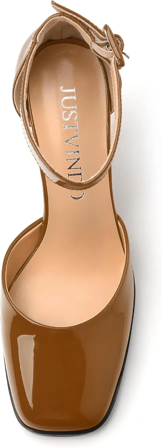 Square Toe Chunky Heels for Women, 3-Inch Block High Heels Women's Pumps for Wedding, Party, Dress Shoes