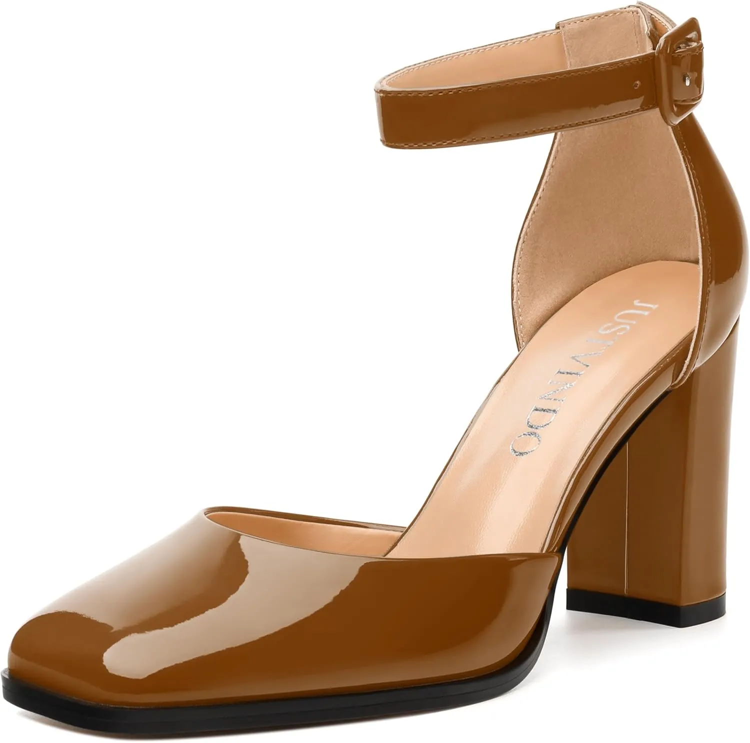 Square Toe Chunky Heels for Women, 3-Inch Block High Heels Women's Pumps for Wedding, Party, Dress Shoes