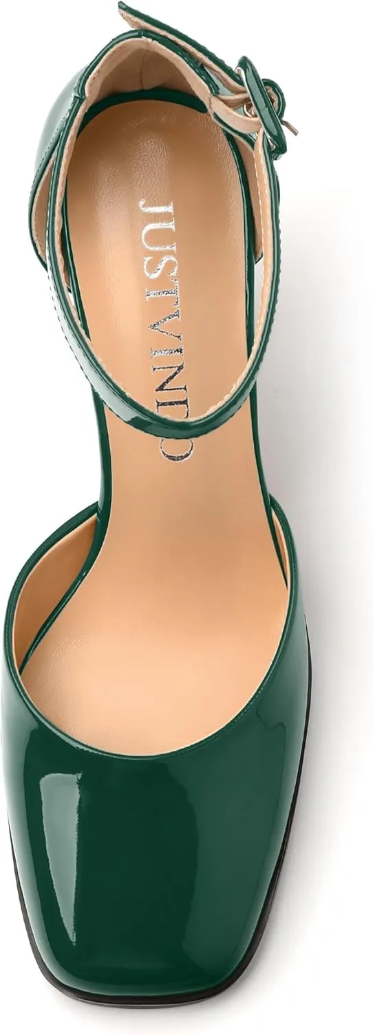 Square Toe Chunky Heels for Women, 3-Inch Block High Heels Women's Pumps for Wedding, Party, Dress Shoes