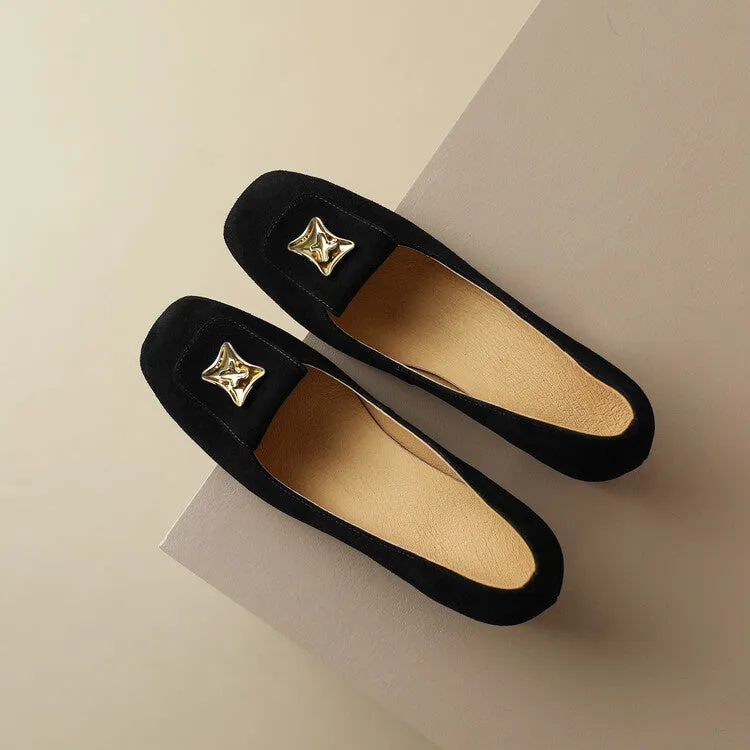 Square Toe Suede Slip-On Loafers