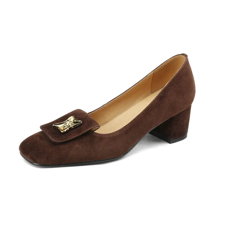 Square Toe Suede Slip-On Loafers