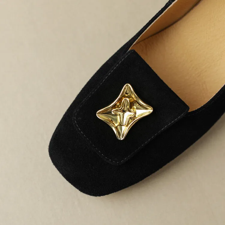 Square Toe Suede Slip-On Loafers