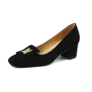Square Toe Suede Slip-On Loafers