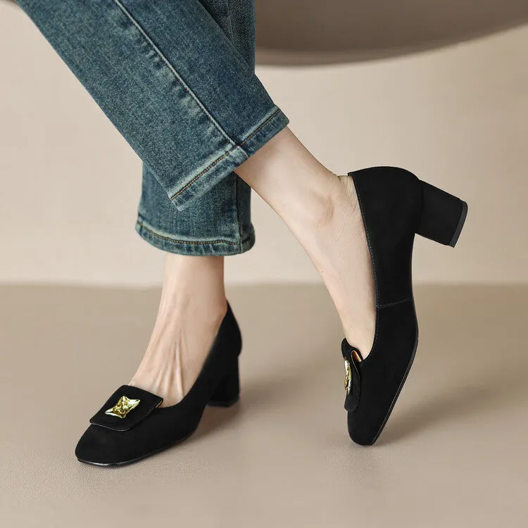Square Toe Suede Slip-On Loafers