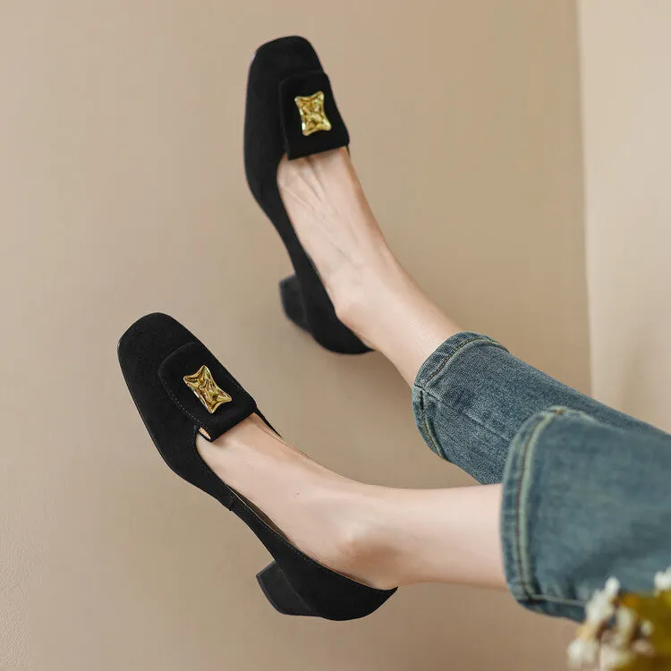 Square Toe Suede Slip-On Loafers