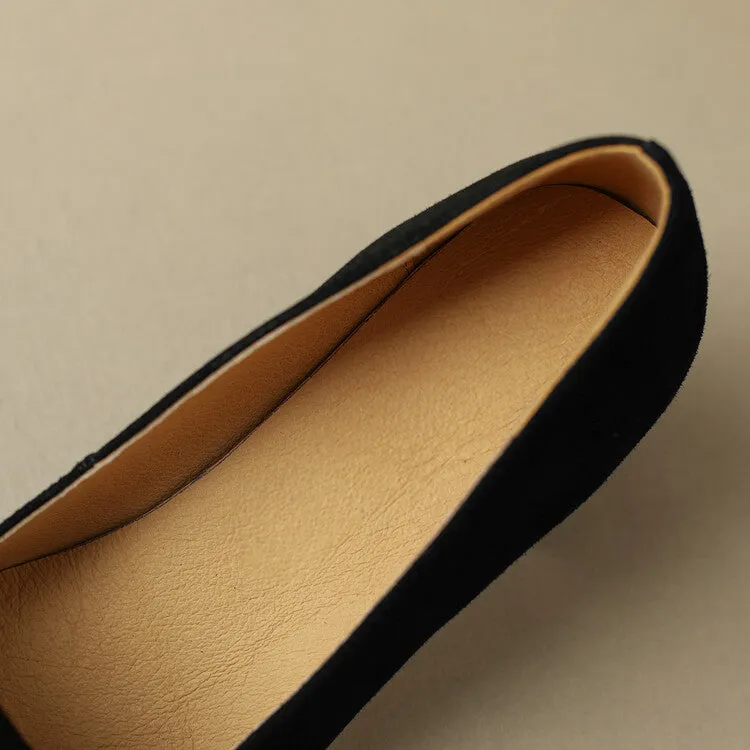 Square Toe Suede Slip-On Loafers