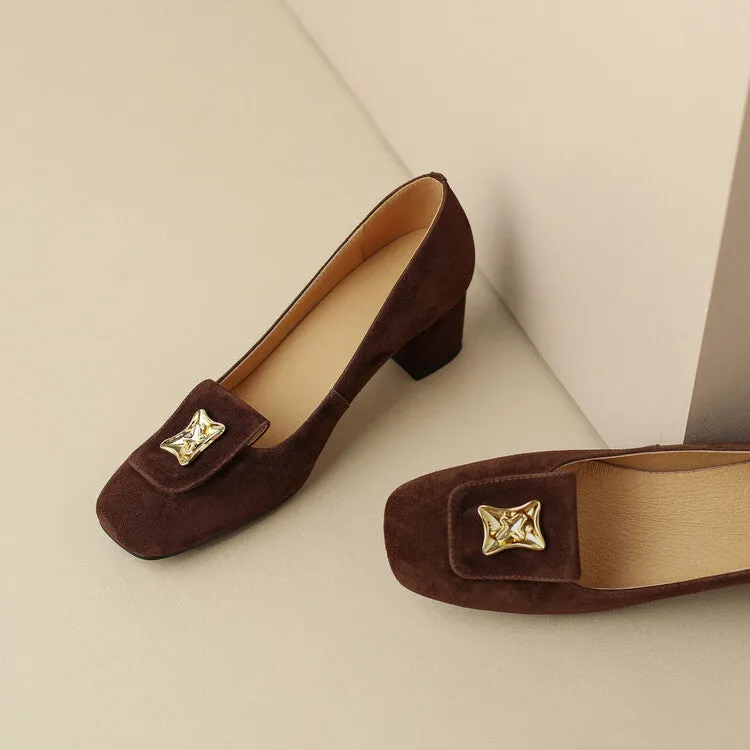 Square Toe Suede Slip-On Loafers