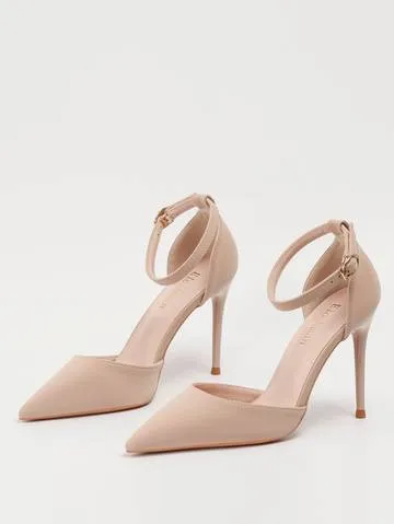 Stiletto Heeled Pumps, Point Toe Ankle Strap Pumps