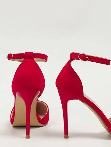 Stiletto Heeled Pumps, Point Toe Ankle Strap Pumps