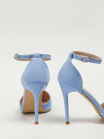 Stiletto Heeled Pumps, Point Toe Ankle Strap Pumps