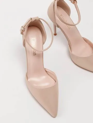 Stiletto Heeled Pumps, Point Toe Ankle Strap Pumps