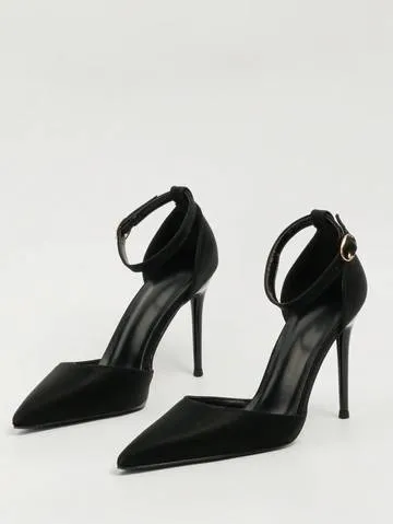 Stiletto Heeled Pumps, Point Toe Ankle Strap Pumps