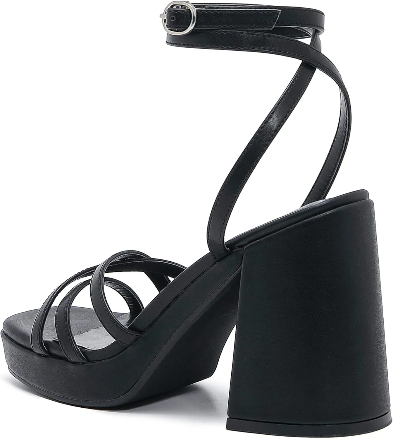Strappy Platform Heels for Women Heeled Sandals with Lace Up Ankle Strap Square Open Toe Block Heels for Wedding Work Party Prom Dress