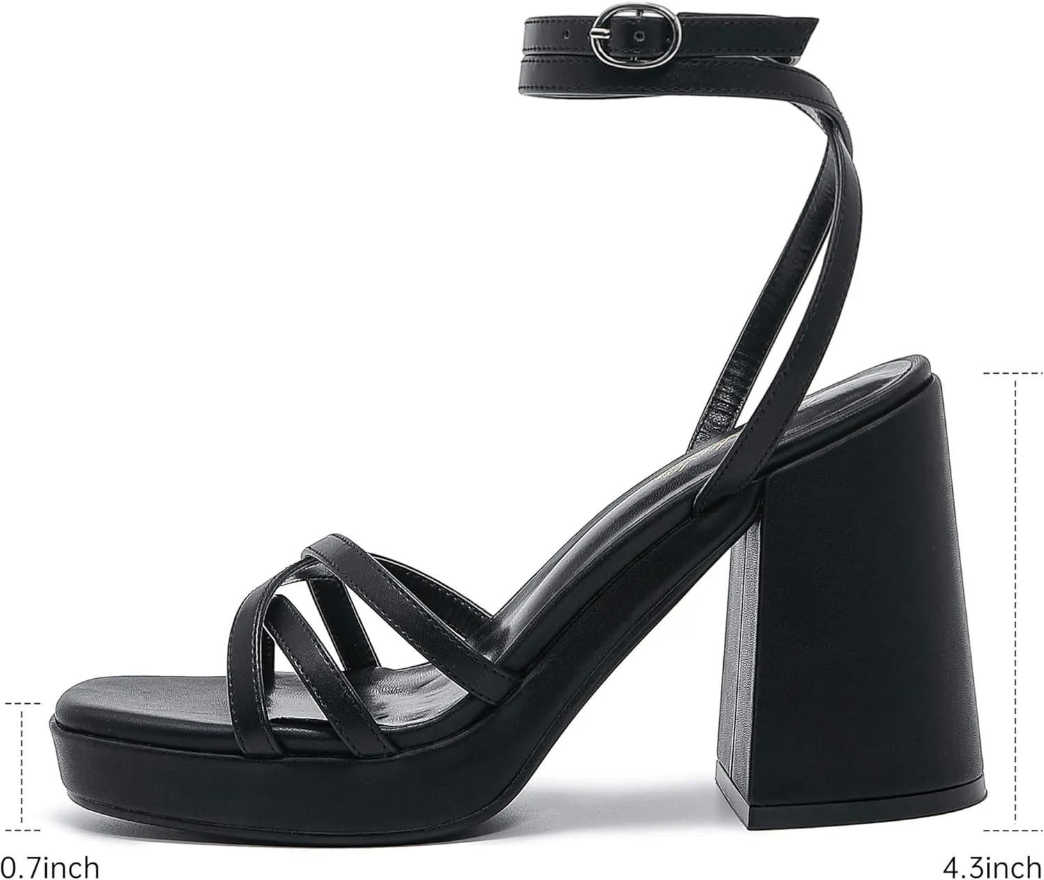 Strappy Platform Heels for Women Heeled Sandals with Lace Up Ankle Strap Square Open Toe Block Heels for Wedding Work Party Prom Dress
