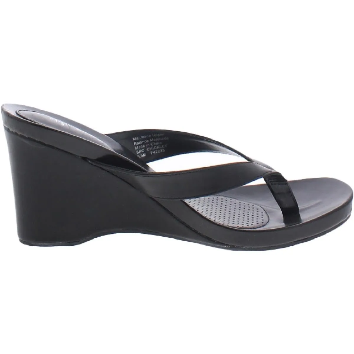 Style & Co Chicklet Wedge Thong Sandals, Black, 6.5