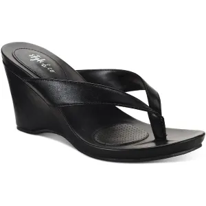 Style & Co Chicklet Wedge Thong Sandals, Black, 6.5