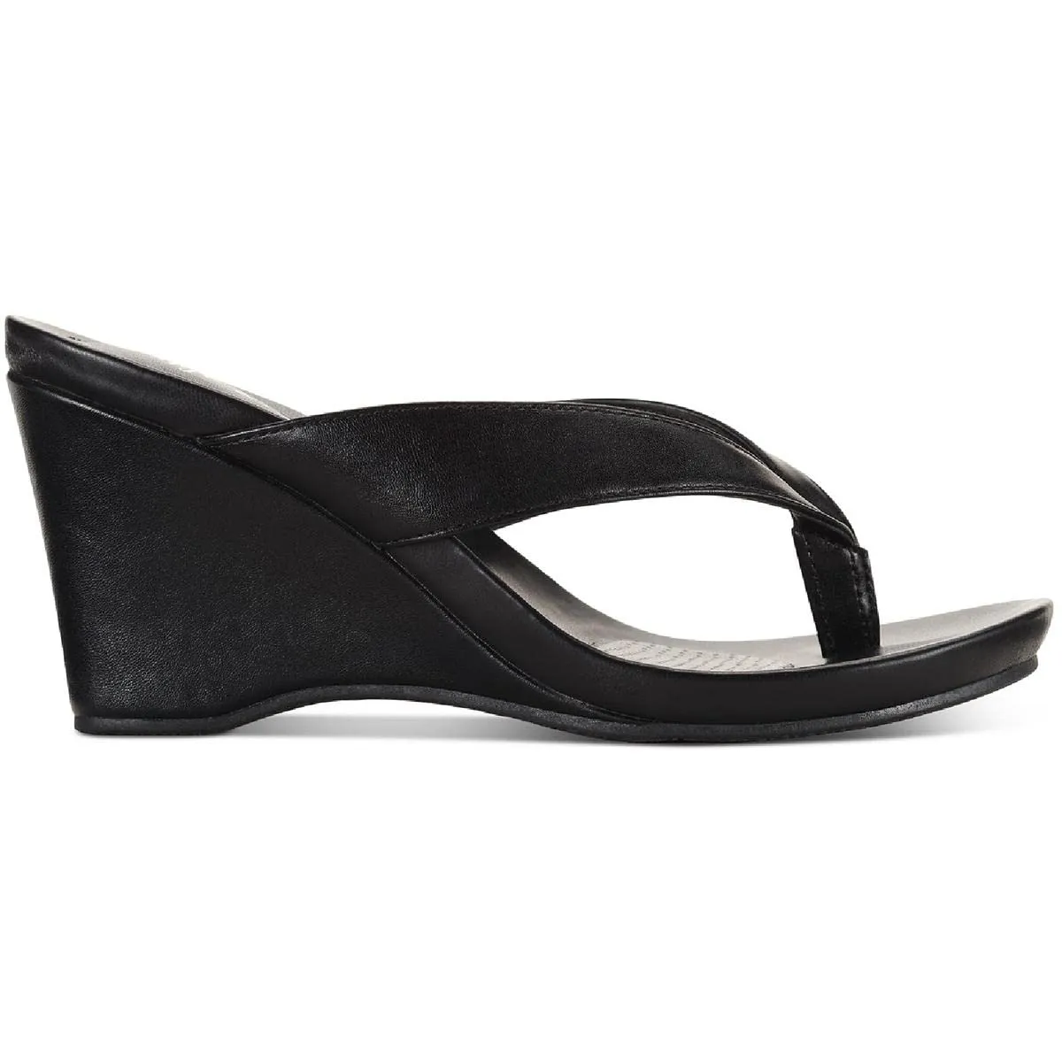 Style & Co Chicklet Wedge Thong Sandals, Black, 6.5