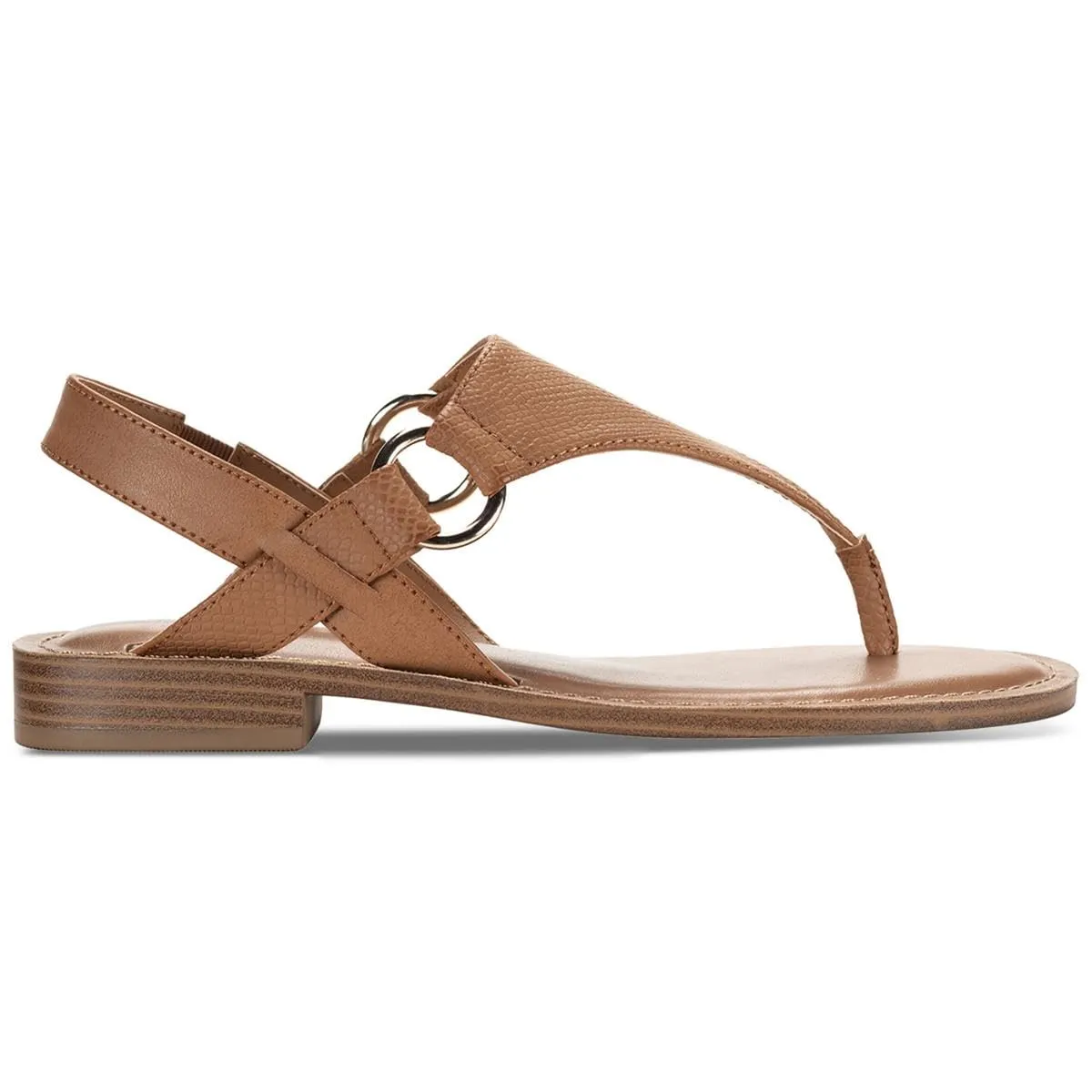 Style & Co. Womens Blairee Faux Leather Thong Sandals Tan 6.5 Medium (B,M)