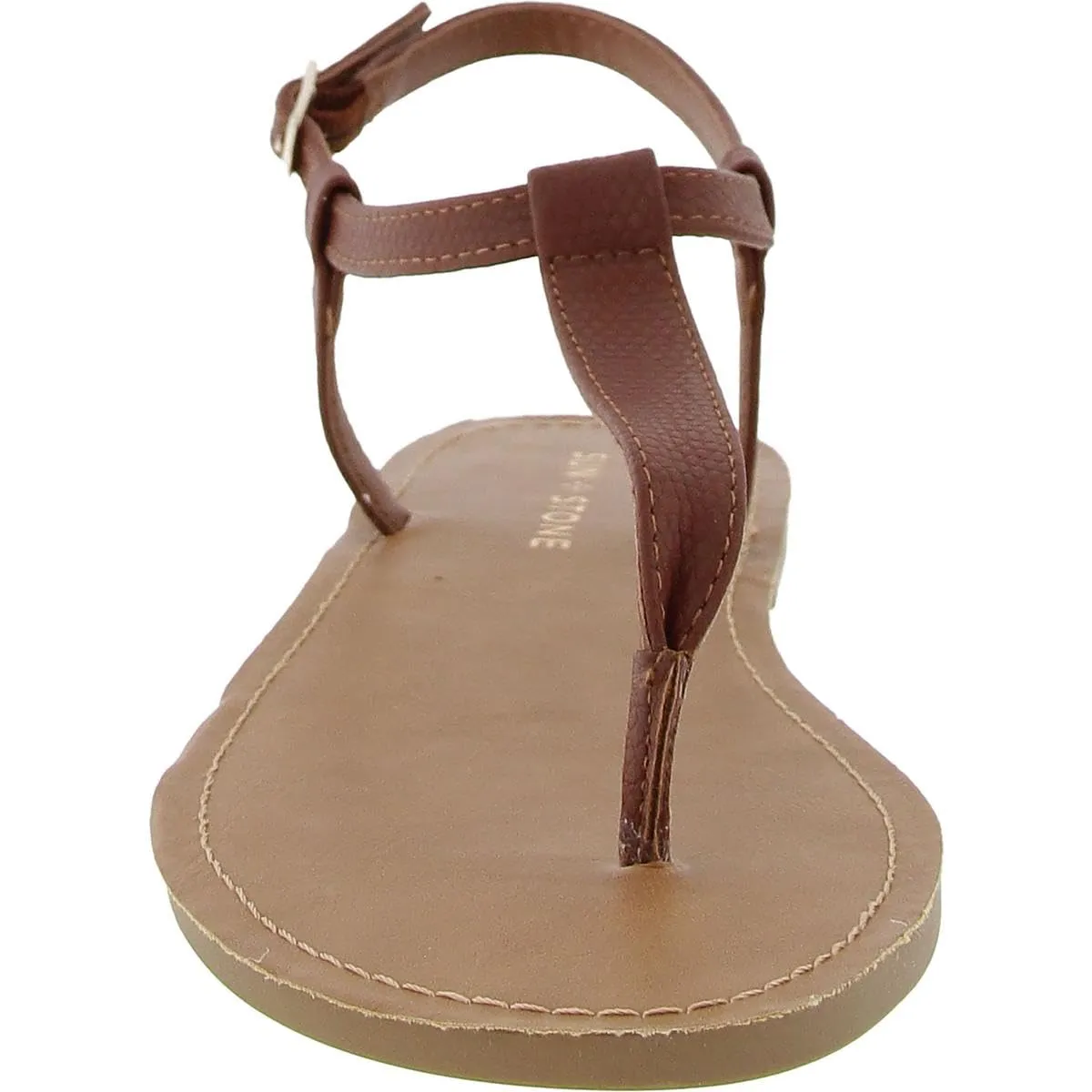 SUN STONE Womens Krisleyy Printed Thong Sandals Brown 7.5 Medium (B,M)