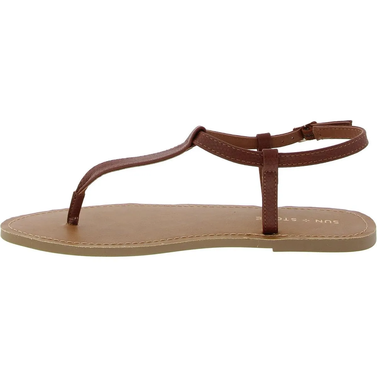 SUN STONE Womens Krisleyy Printed Thong Sandals Brown 7.5 Medium (B,M)
