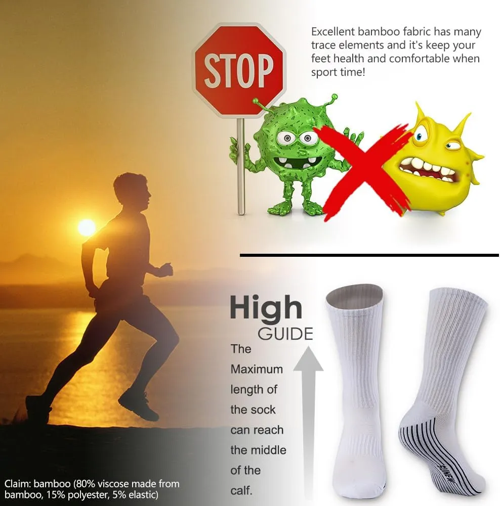 Sunew Viscose Bamboo Socks, Unisex Cushioned Comfortable Crew Workout Hiking Socks 6 Pairs