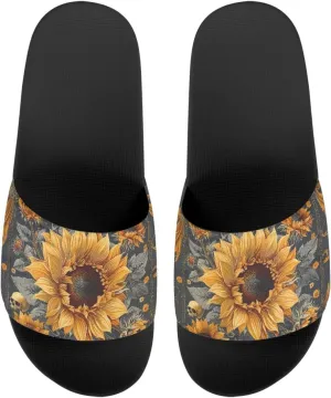 Sunflower Sandals for Wide Feet Women Fashion Slides Non-Slip EVA Sole Lightweight Cusual