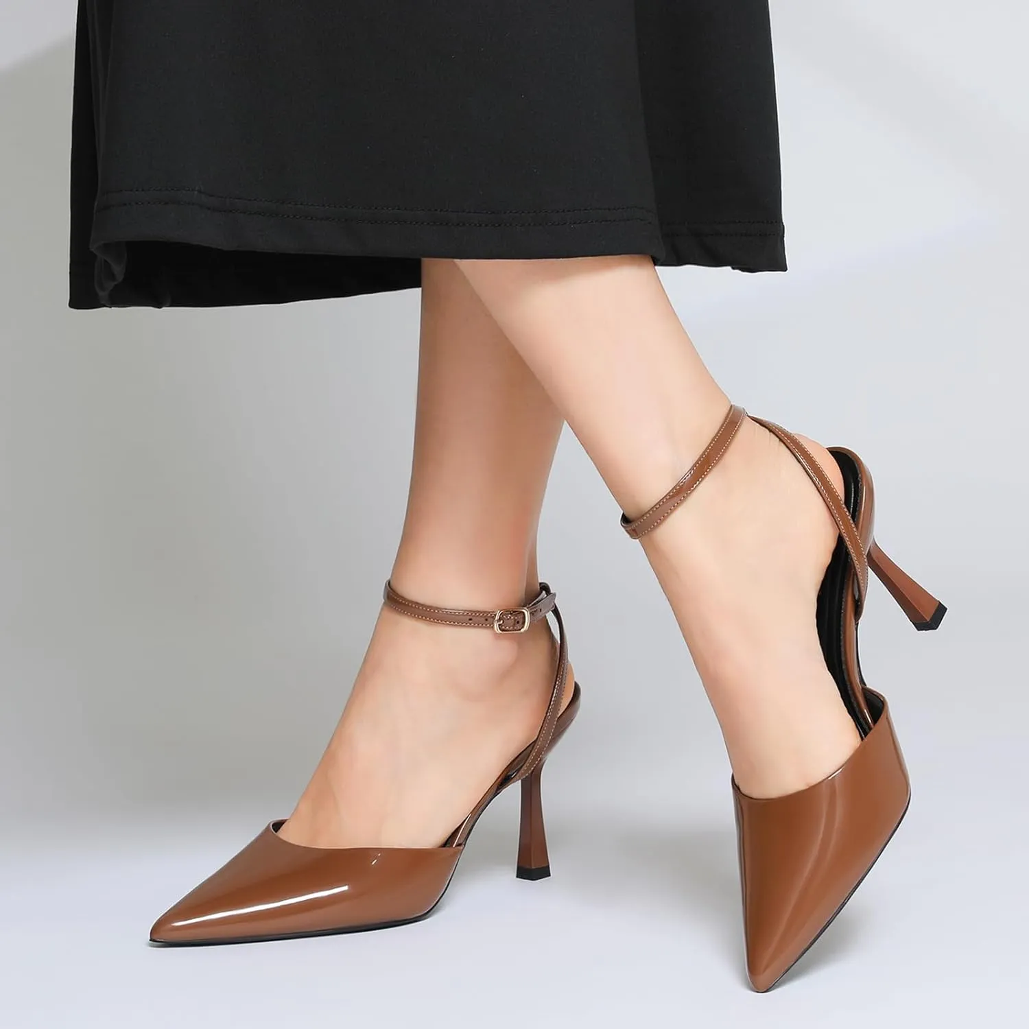 Susanny Heels for Women Stiletto Closed Pointed Toe Backless Dress Shoes High Heels Sexy Kitten Pumps Wedding Guest Party Dance Prom Dressy Comfort Shoes