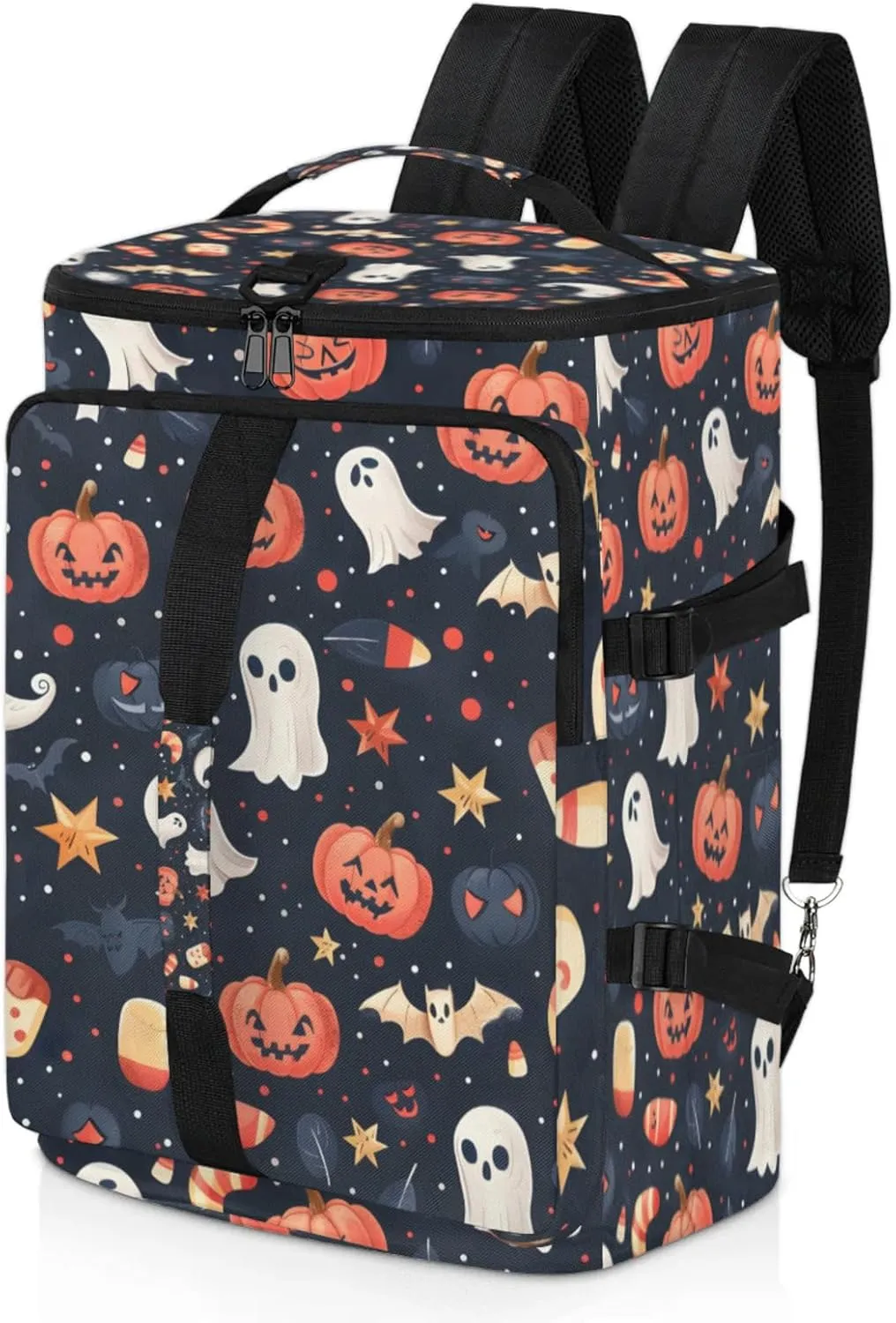 Tactical Sports Duffle Bag for Travel Waterproof Gym Bag with Shoe Compartment 48L Carry On Luggage for Men & Women 3-in-1 Durable Travel Luggage Cartoon Halloween Bats