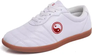 Tai Chi Shoes for Men Non Slip Martial Arts Shoes Women Leather Tai Chi Kung Fu Training Shoes,Taekwondo Shoes,Kung Fu Shoes(Size:42 EU/8 US,Color:White)
