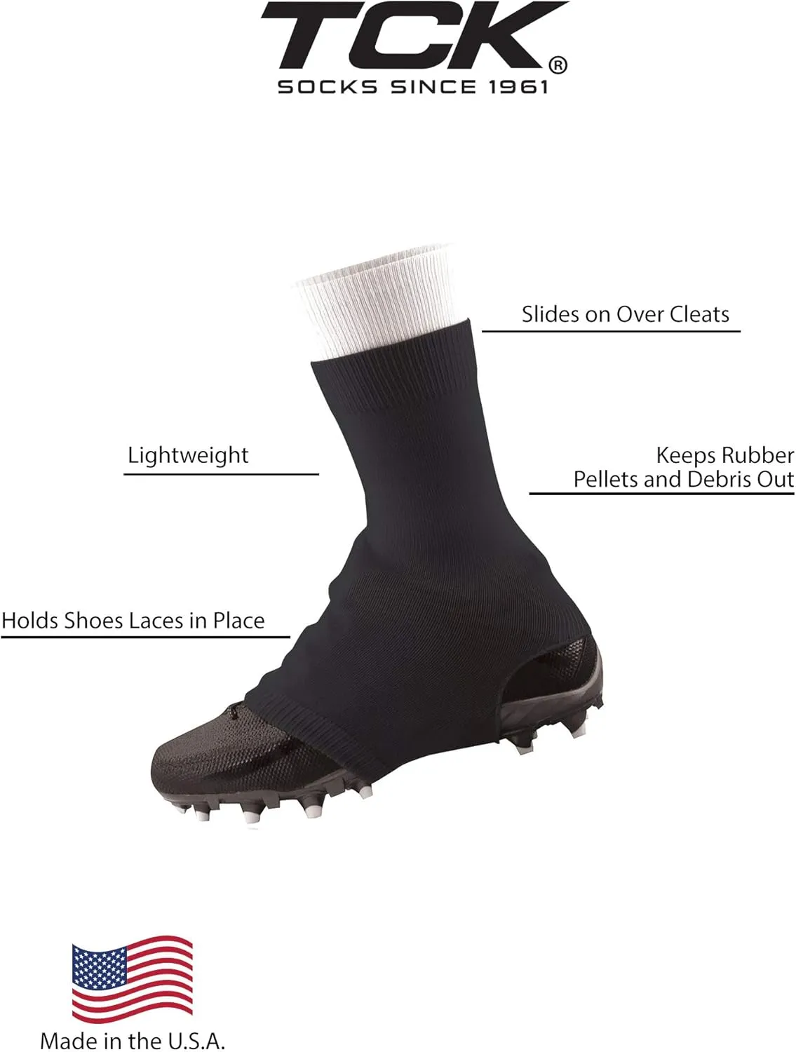 TCK Football Spat Cleat Covers - Lace Covers Youth and Adult Sizes for Boys Girls Men Women Soccer