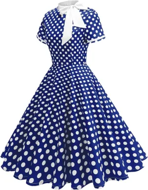 Tea Party Dress for Women 1950S 1960S Vintage Short Prom Summer Polka Dot Cocktail Swing Retro 50'S Style Dresses