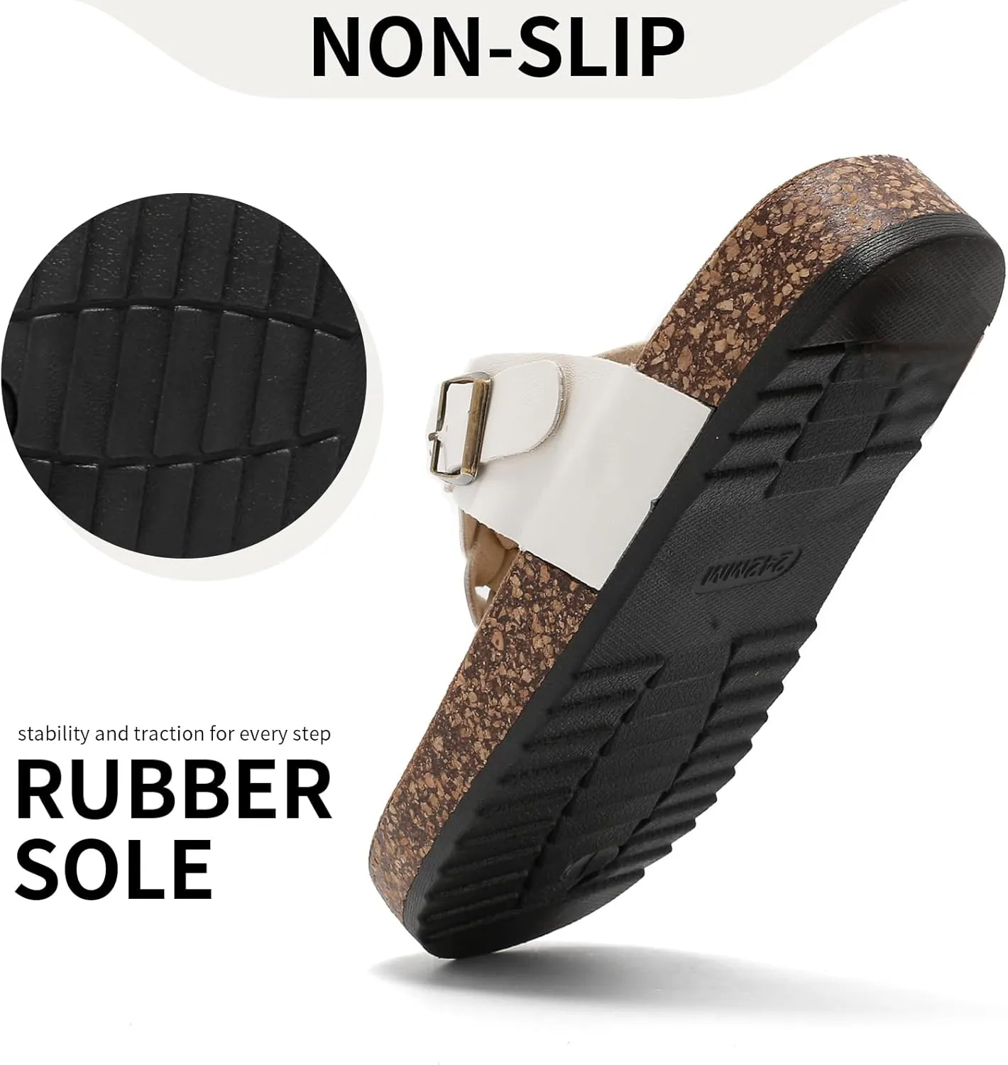 Thong Sandals for Women & Men，Non-slip Flip Flops with Cork Footbed Adjustable Buckle Summer Women Footwear Beach Essentials Slides