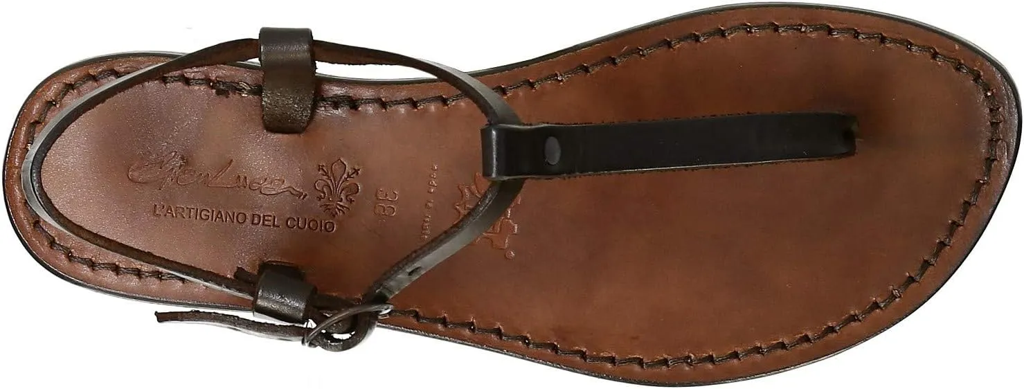 Thong Sandals in Dark Brown Leather Handmade in Italy