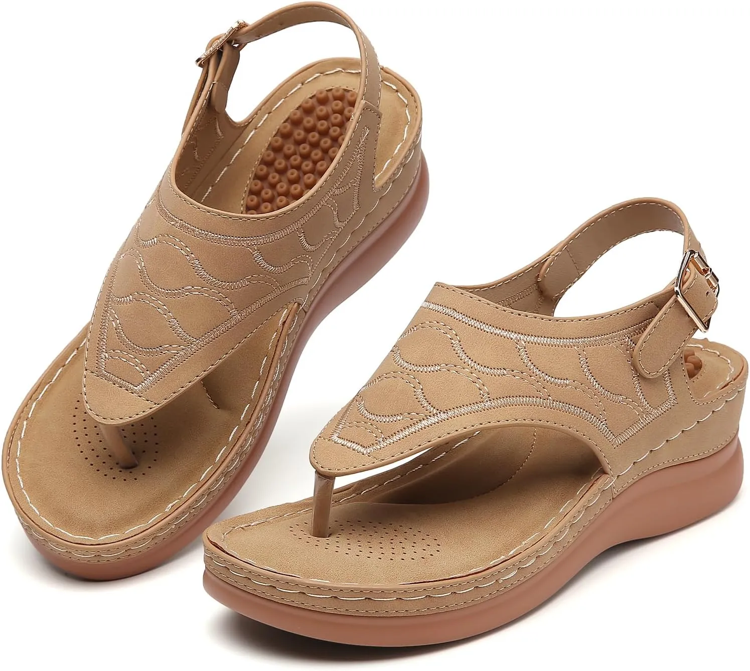 Tilocow Sandals for Women High Arch Support Flip Flops Wedge Sandals Comfortable Beach Shoes Dressy Summer Casual Sandals