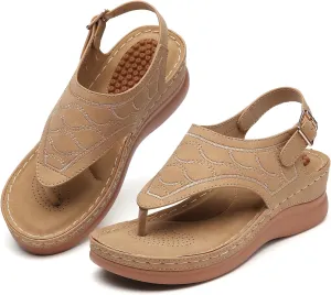 Tilocow Sandals for Women High Arch Support Flip Flops Wedge Sandals Comfortable Beach Shoes Dressy Summer Casual Sandals