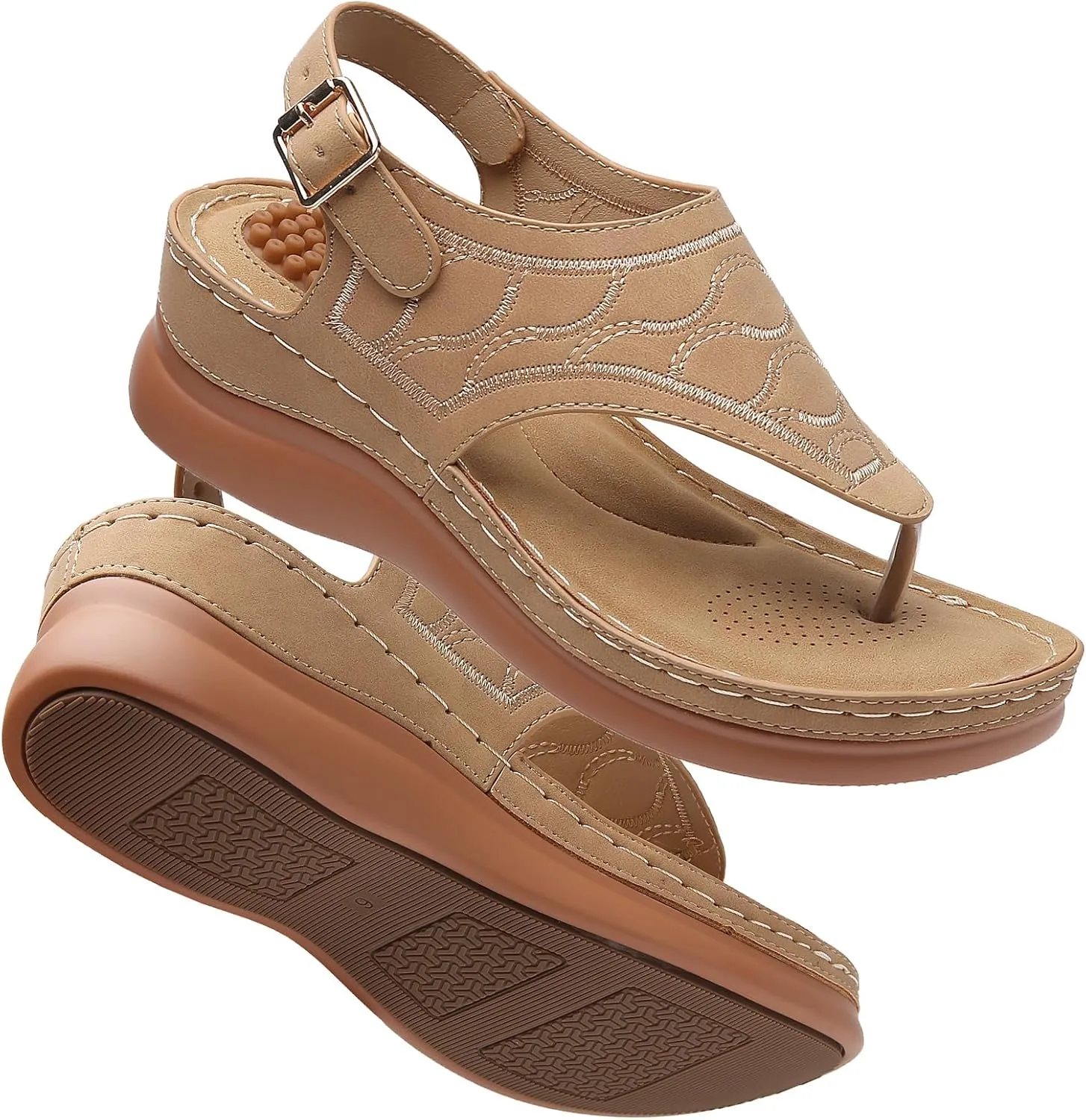 Tilocow Sandals for Women High Arch Support Flip Flops Wedge Sandals Comfortable Beach Shoes Dressy Summer Casual Sandals