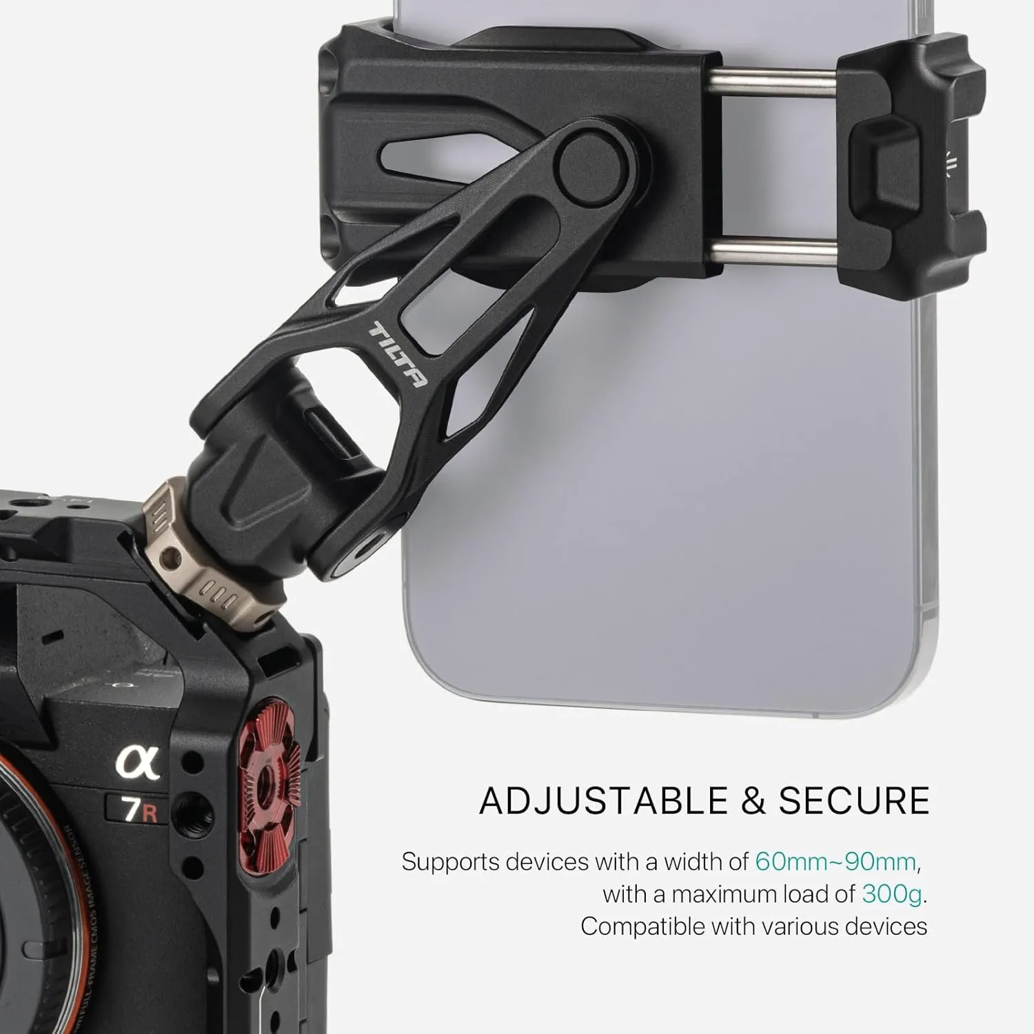 Tilta Rotatable Phone Mounting Bracket | Aluminum Build | Pro Phone Adapter w/Cold Shoe & 1/4" Screw | 360° Rotation and 180° Tilt | Black