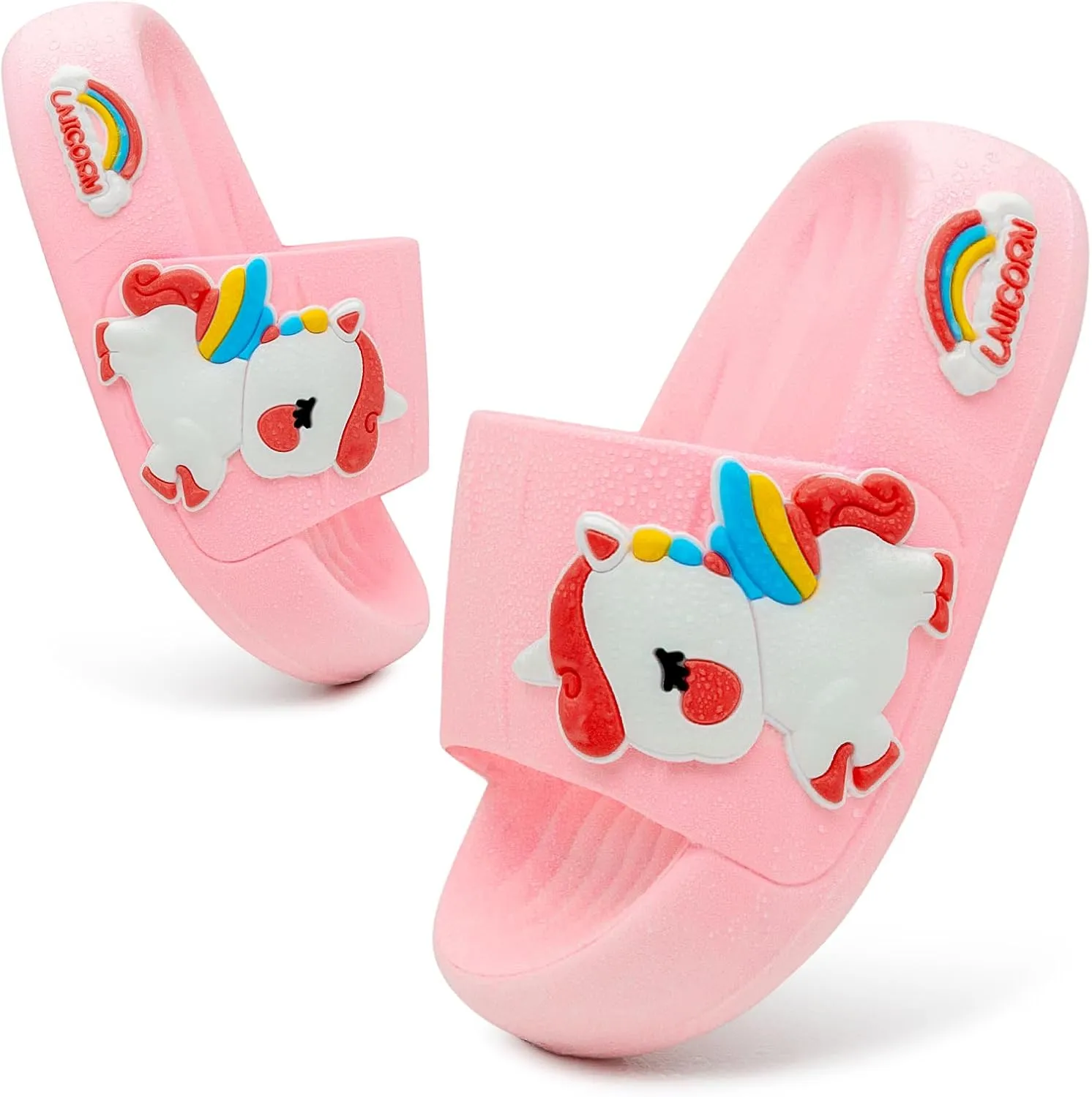Toddler Little Kids Slide Sandals Comfy Non-slip Unicorn Summer Beach Pool Water Shoes Thick Sole Boys Girls Shower Slippers