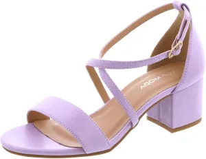 TOP Moda Over The Toe Strap Ankle Wrap Strap 2" Block Heel Open Toe Dress Sandal