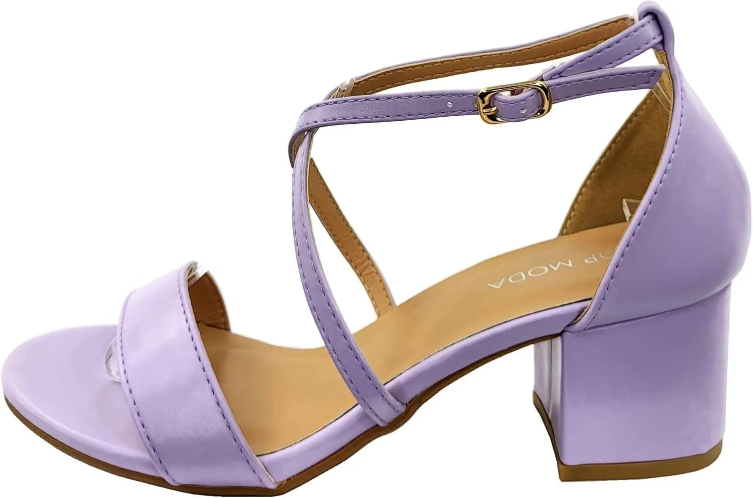 TOP Moda Over The Toe Strap Ankle Wrap Strap 2" Block Heel Open Toe Dress Sandal