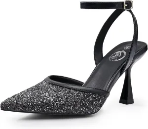 Trary Heels Women Pumps Closed Toe Ankle Strap Pointed Toe Heeled Sandals for Women Stiletto Wedding Dress Shoes