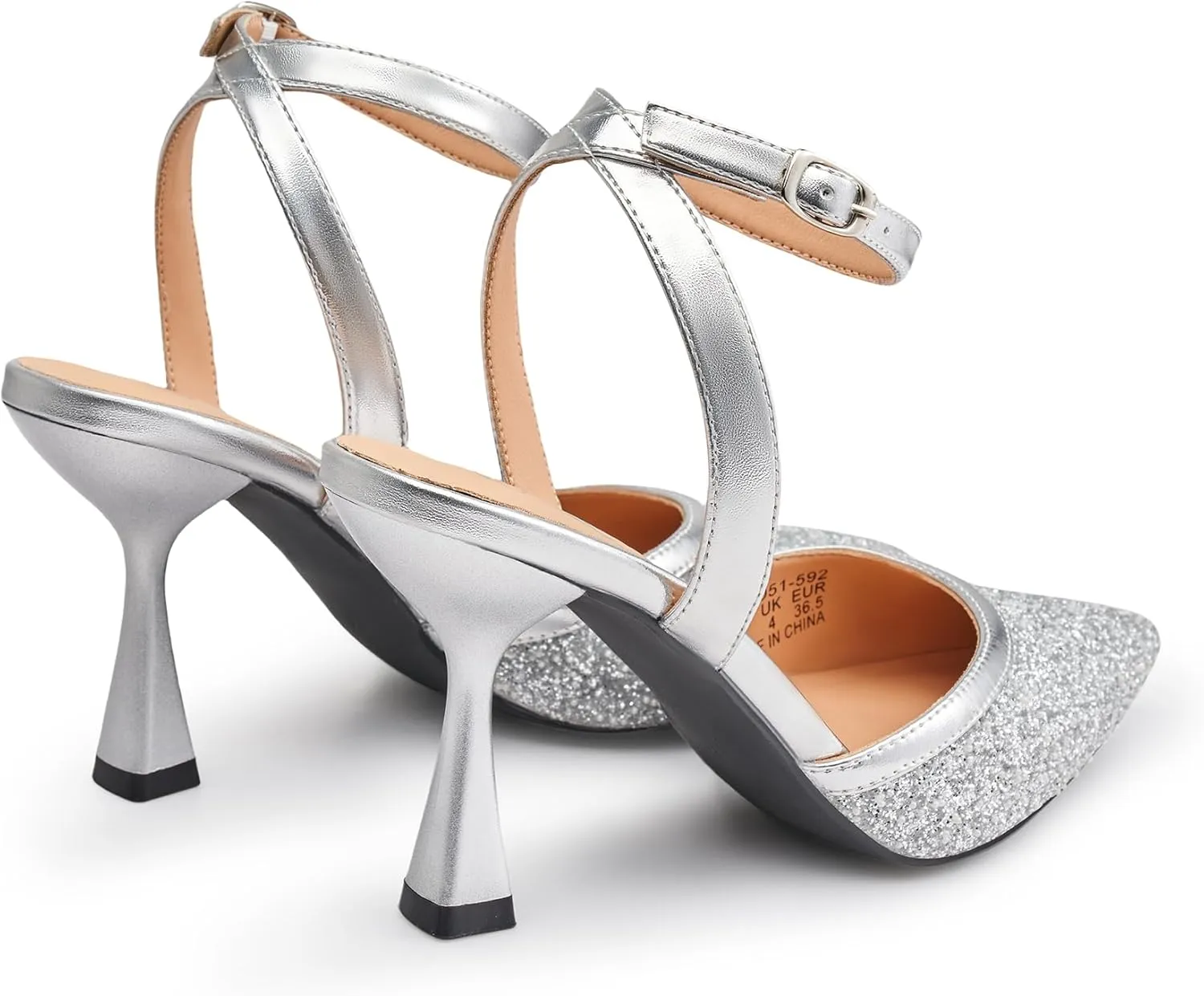 Trary Heels Women Pumps Closed Toe Ankle Strap Pointed Toe Heeled Sandals for Women Stiletto Wedding Dress Shoes