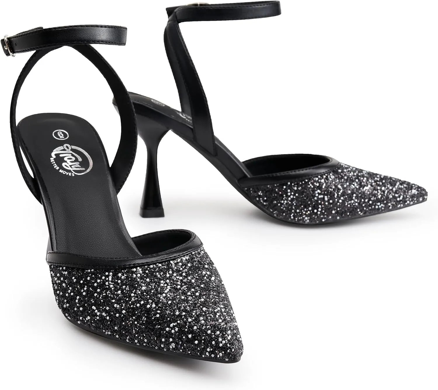 Trary Heels Women Pumps Closed Toe Ankle Strap Pointed Toe Heeled Sandals for Women Stiletto Wedding Dress Shoes